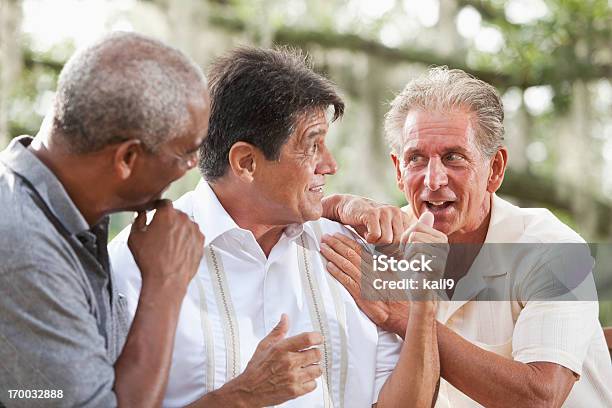 Multiétnico Hombres Hablando Foto de stock y más banco de imágenes de 50-59 años - 50-59 años, 60-69 años, Adulto