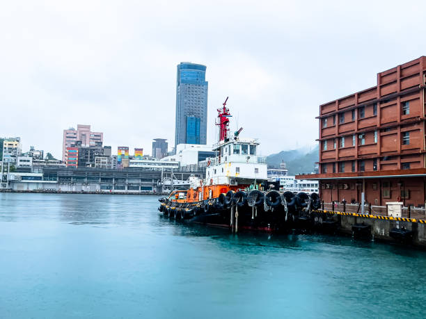 istock A firefighting barge is docked at the pier 1700329077