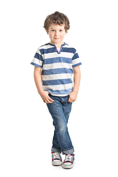 Confident boy on white background