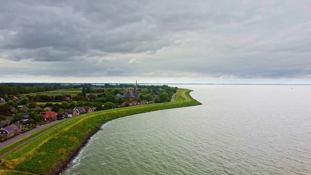 High sea, low land.The Wadden Sea coast near Andijk, The Netherlands