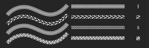 Vector illustration of tire line pattern seamless pattern, car, bycycle trail, motorcycle trace texture