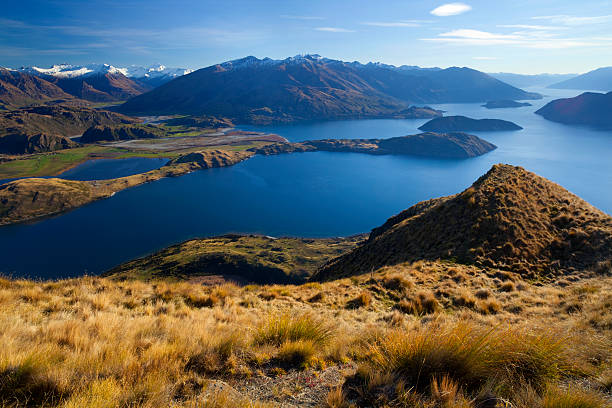 The view from Roys Peak of view of Glendhu Bay, Lake Wanaka and the magnificent Southern Alps, on New Zealand's South Island.