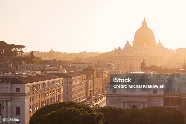 Watykan Krajobraz Miejski - zdjęcia stockowe i więcej obrazów Zachód słońca - Zachód słońca, Rzym - Włochy, Watykan