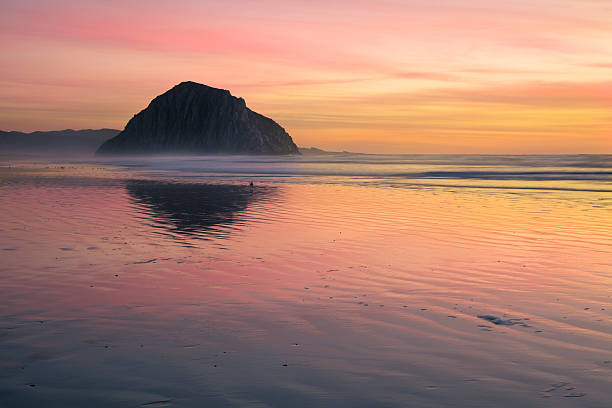 Morro Rock Sunset stock photo