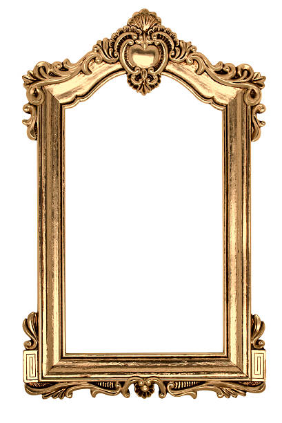 gold gótico moldura de quadro. isolado no branco com traçado de recorte - picture frame frame gold gilded - fotografias e filmes do acervo