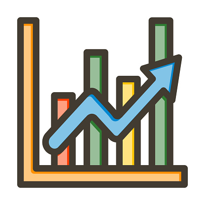 Line Graph Vector Thick Line Filled Colors Icon For Personal And Commercial Use.