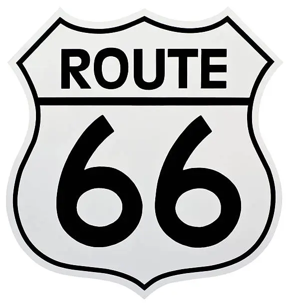 Historic Route 66 Sign.  Shaped like a shield and isolated with a clipping path.
