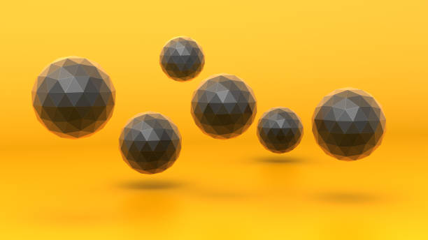 Yellow background and black spheres