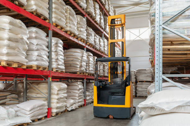 istock Forklift in food storage warehouse 1700394676
