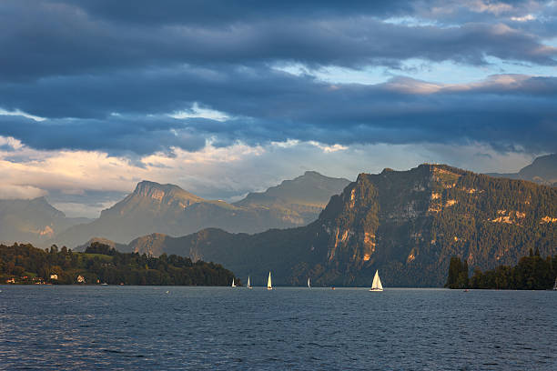 Lake Lucerne during sunset at Lucerne, Switzerland