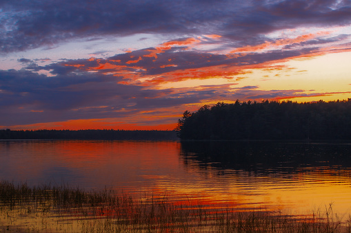 Sunset at Kejimkujik Lake, by Jeremys Bay Campground in Kejimkujik National Park and National Historic Sight, Nova Scotia