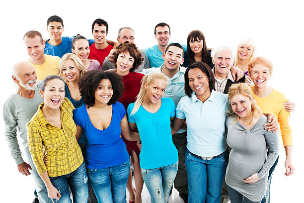istock Large group of embraced people laughing. 170041703