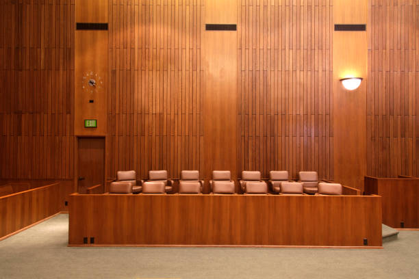 Federal Court Jury Box United States Federal court jury box. courtroom stock pictures, royalty-free photos & images