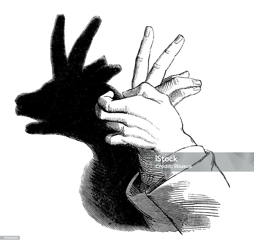 Antikes illustration Shadowgraphy: chamois - Lizenzfrei Schneeziege Stock-Illustration