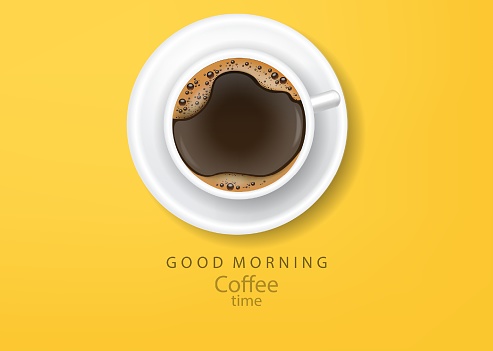 Realistic coffee, arabica 100%, coffee banner, good morning, vector illustration