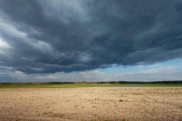 istock Dark storm cloud over a dry rural field, eastern Poland 1700434839