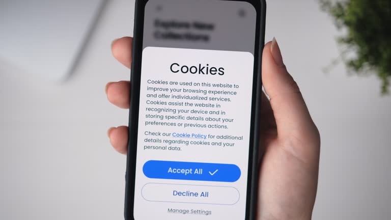 Accept web cookies on a smartphone. General Data Protection Regulation GDPR in the EU.