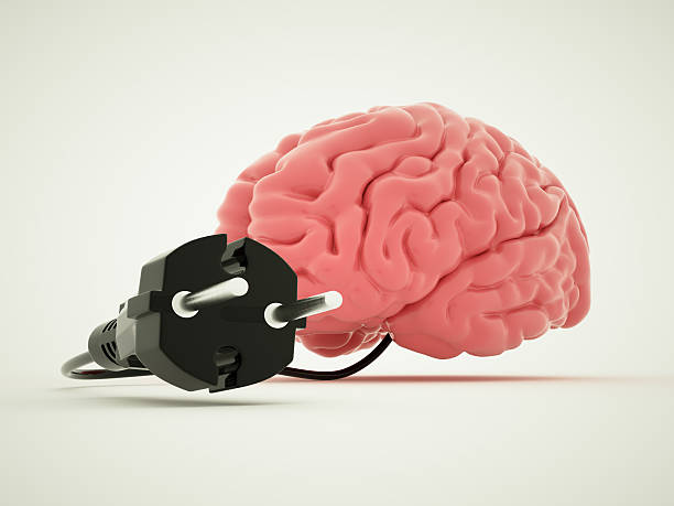 Charging for brain learn concepts 3D rendering high quality. two pin plug stock pictures, royalty-free photos & images