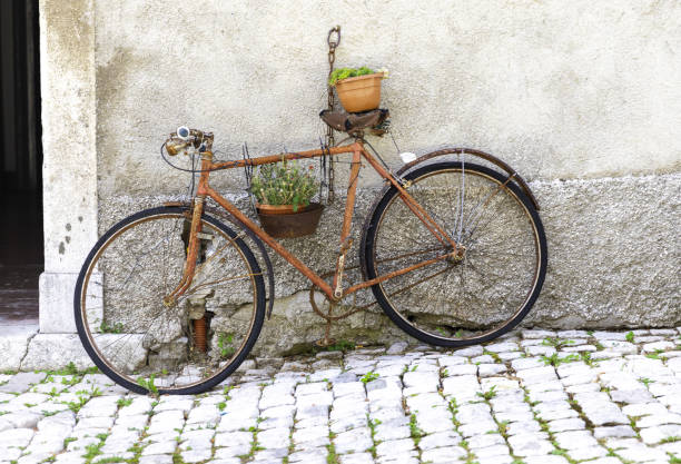 istock bicycle used as a planter in a mountain village 1700451484