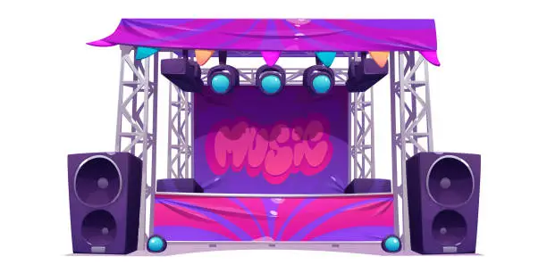 Vector illustration of Music stage in outdoor park concert festival event