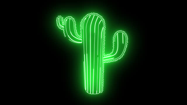 animated cactus tree logo with glowing neon lines