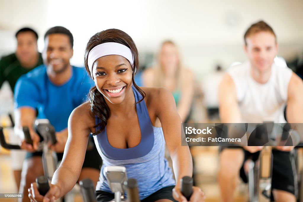 exercising class A exercising class at the gym 20-24 Years Stock Photo