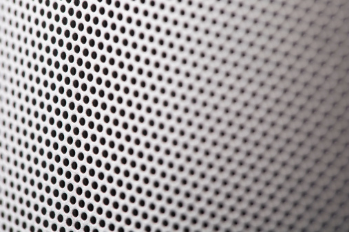 matt, silver, perforated metal texture with mesh