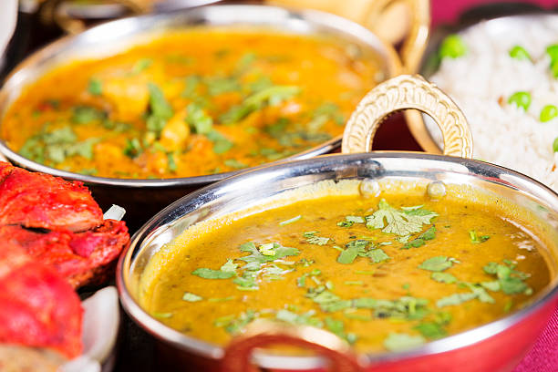 istock Indian food: butter chicken with basmati rice and dal makhni 170052073