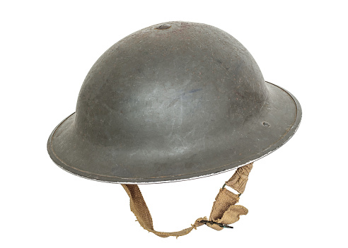 World war era brodie helmet isolated on white
