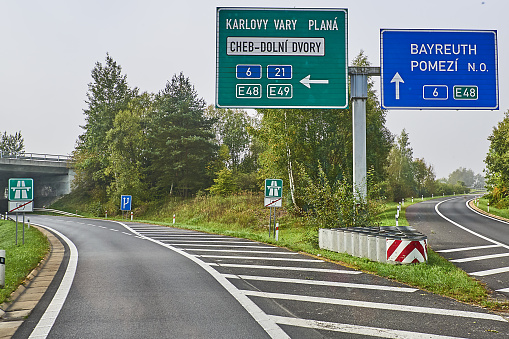 Cheb, Czech Republic - September 24. 2023: Traffic on the federal highway near Eger in the Czech Republic.