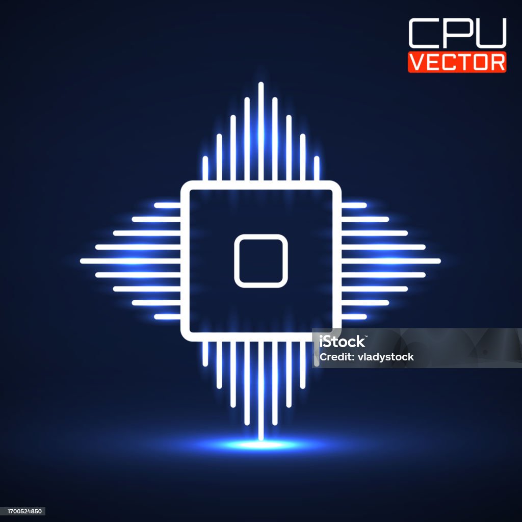 Cpu Microprocessor Microchip Glow Logo Stock Illustration - Download ...