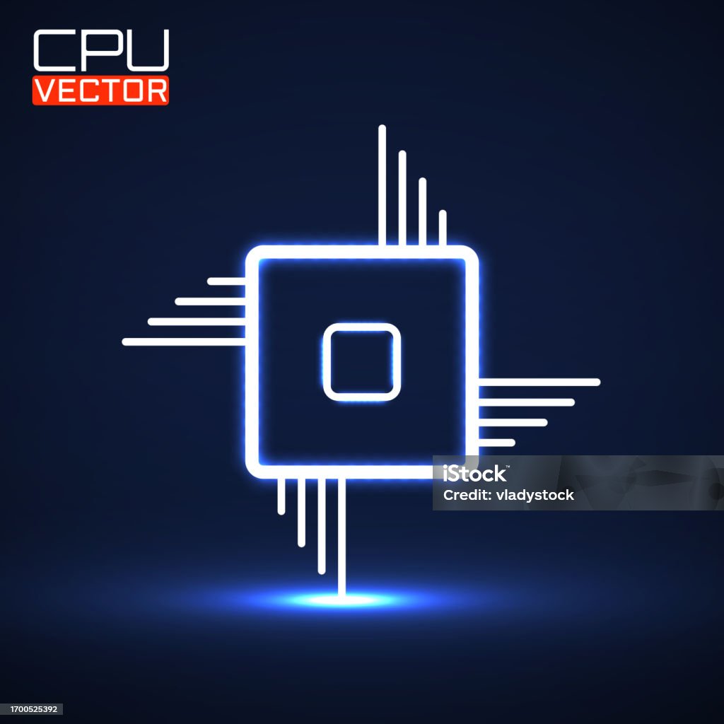 Cpu Microprocessor Microchip Glow Logo Stock Illustration - Download ...