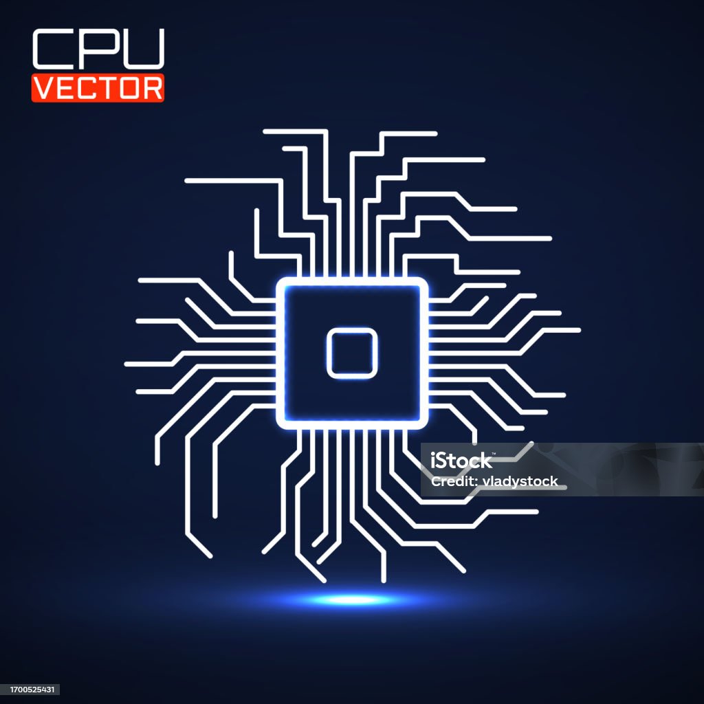 Cpu Microprocessor Microchip Glow Logo Stock Illustration - Download ...