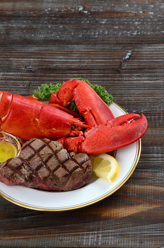 Char-grilled filet mignon and succulent whole steamed lobster served with melted butter for dipping.