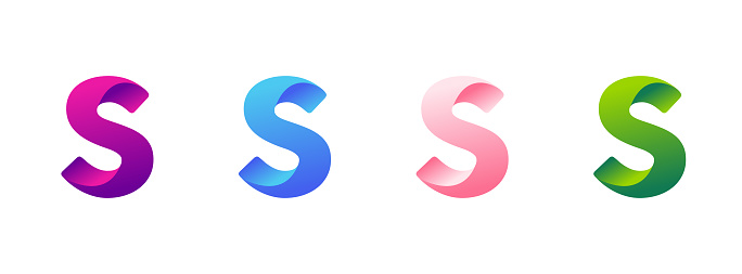 Letter S logo in four different colors, smoothly transitioning in a gradient. A vibrant and stylish design. Modern vector illustration symbol.
