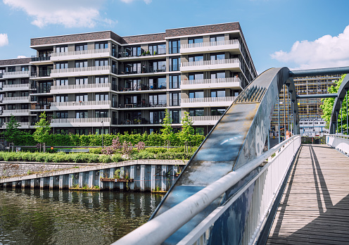 Modern residential architecture in Berlin, Germany at Spree river side