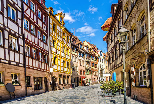 Half timbered Houses in Nuremberg´s Weissgerbergasse Historic half-timbered houses in the Weissgerbergasse in Nuremberg franconia photos stock pictures, royalty-free photos & images