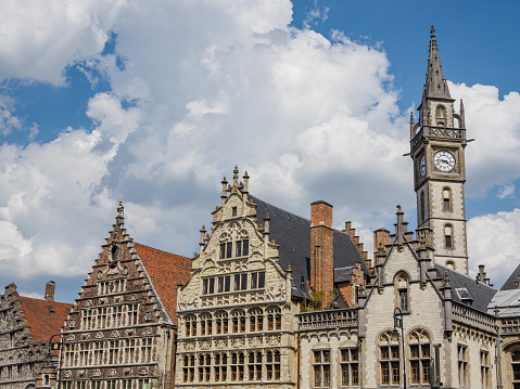 the historic town of Ghent in Belgium at summer time