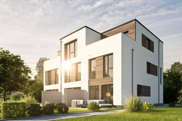 istock Modern town houses in the evening 1700637179