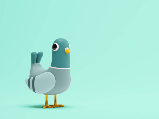 istock Cartoon pigeon standing on a blue background 3D illustration 1700668355