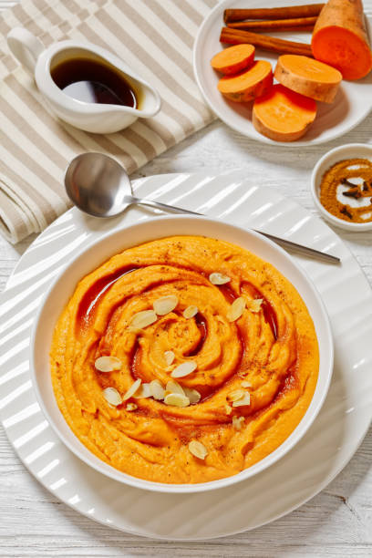 istock vanilla whipped sweet potatoes with maple syrup 1700675228