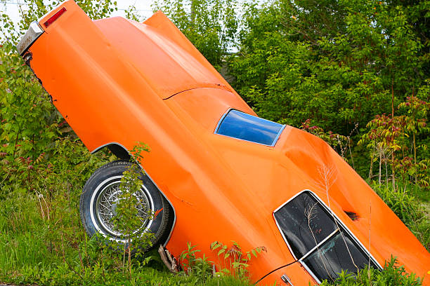 Car Wreck Classic car in a ditch ditch stock pictures, royalty-free photos & images