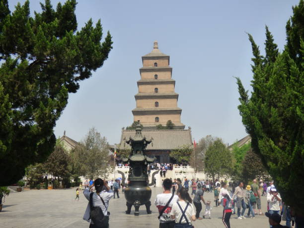 Great Wild Goose Pagoda in Xi'an, Shaanxi Province , China under the blue sky