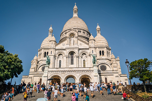 View of the Sacré Coeur Basilica de Montmartre in Paris, France