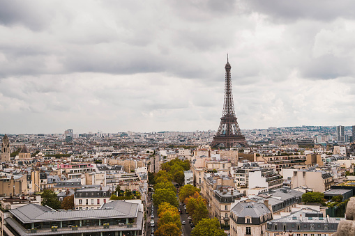 Aerial view of Paris with Eiffel tower during day time, Paris, France