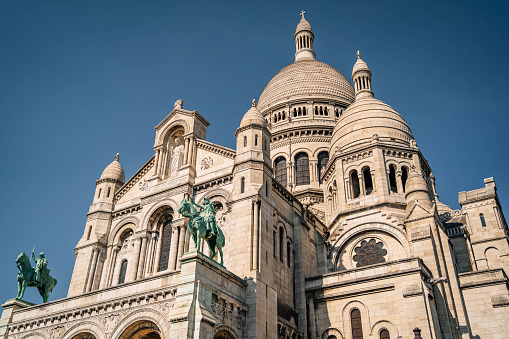 View of the Sacré Coeur Basilica de Montmartre in Paris, France