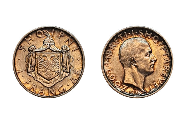 istock 1 Frang 1935 Ar Zog I Prova. Albania coin. Obverse Bust facing right. Reverse 1700720005