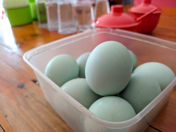 istock close up of light blue salted eggs on the dining table ready to eat 1700723387