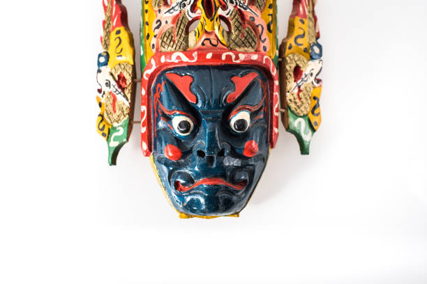 istock Ancient traditional mask made of wood with asian devil face 1700773453