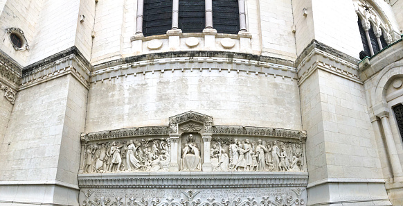 Lyon, France: Basilique Notre Dame de Fourvière Exterior Carvings